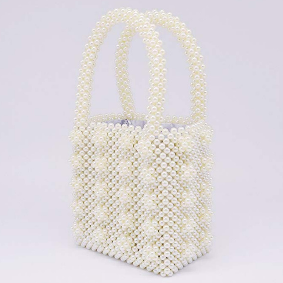 Beaded Handbags Handmade Weave Pearls Tote - Picture 4 of 8